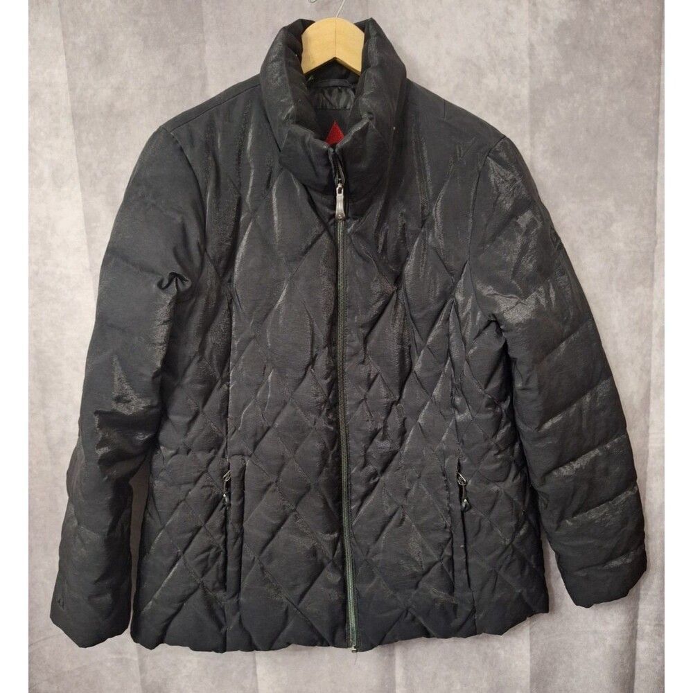 Gerry Jacket Womens XL Puffer Quilted Black Coat Insulated Full Zip Button Ski